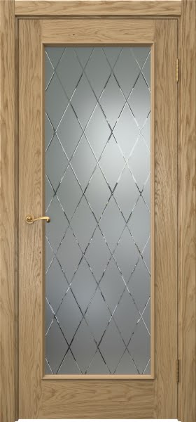 Межкомнатная дверь Actus 1.1L натуральный шпон дуба, матовое стекло с гравировкой