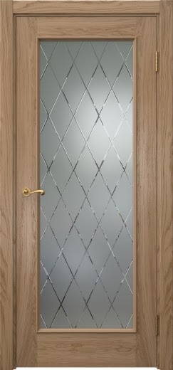 Межкомнатная дверь Actus 1.1L шпон дуб светлый, матовое стекло с гравировкой