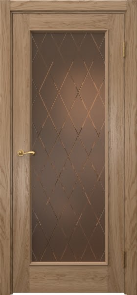 Межкомнатная дверь Actus 1.1L шпон дуб светлый, матовое бронзовое стекло с гравировкой