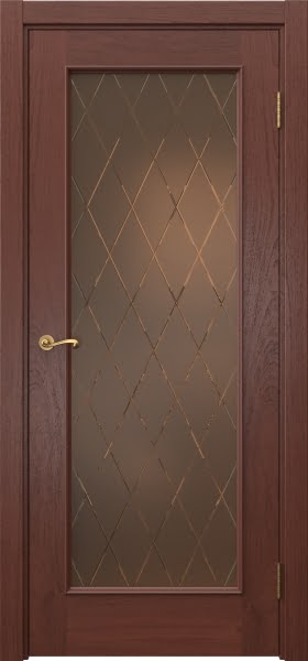 Межкомнатная дверь Actus 1.1L шпон красное дерево, матовое бронзовое стекло с гравировкой