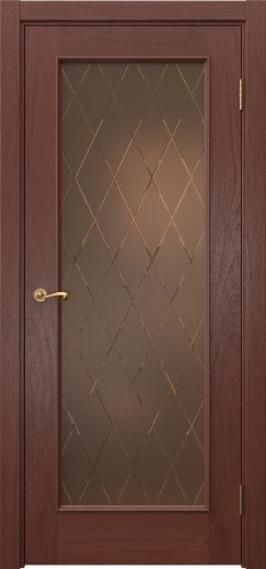 Межкомнатная дверь Actus 1.1L шпон красное дерево, матовое бронзовое стекло с гравировкой