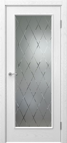 Межкомнатная дверь Actus 1.1L шпон ясень белый, матовое стекло с гравировкой