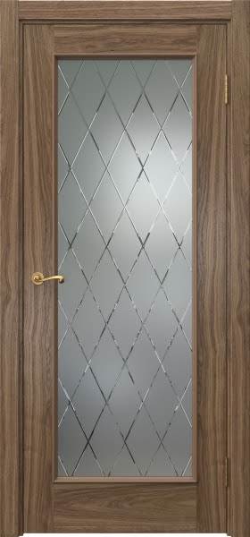 Межкомнатная дверь Actus 1.1L шпон американский орех, матовое стекло с гравировкой