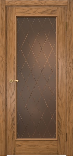 Межкомнатная дверь Actus 1.1L шпон дуб шервуд, матовое бронзовое стекло с гравировкой