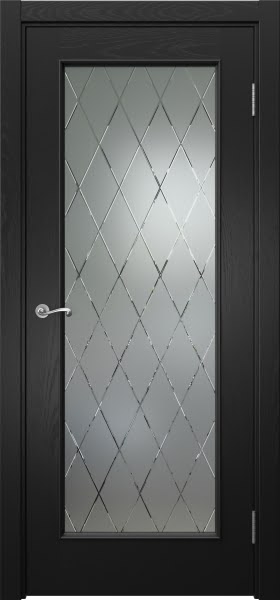 Межкомнатная дверь Actus 1.1L шпон ясень черный, матовое стекло с гравировкой