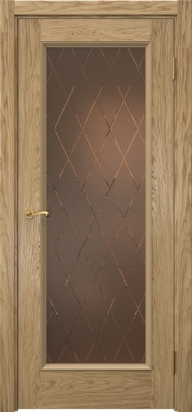 Межкомнатная дверь Actus 1.1P натуральный шпон дуба, матовое бронзовое стекло с гравировкой