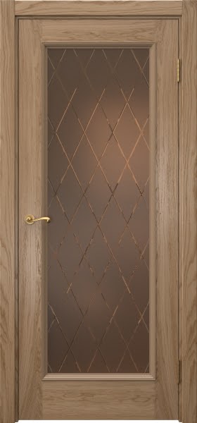 Межкомнатная дверь Actus 1.1P шпон дуб светлый, матовое бронзовое стекло с гравировкой