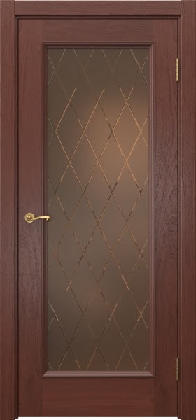 Межкомнатная дверь Actus 1.1P шпон красное дерево, матовое бронзовое стекло с гравировкой