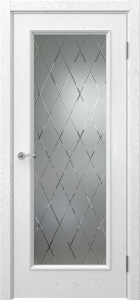 Межкомнатная дверь Actus 1.1P шпон ясень белый, матовое стекло с гравировкой