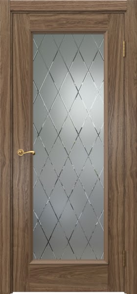 Межкомнатная дверь Actus 1.1P шпон американский орех, матовое стекло с гравировкой