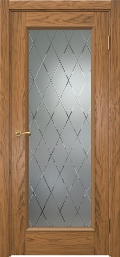 Межкомнатная дверь Actus 1.1P шпон дуб шервуд, матовое стекло с гравировкой
