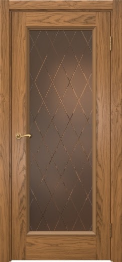 Межкомнатная дверь Actus 1.1P шпон дуб шервуд, матовое бронзовое стекло с гравировкой