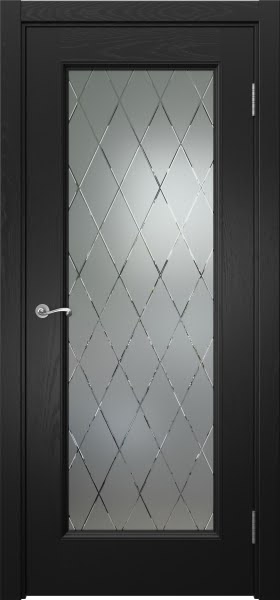 Межкомнатная дверь Actus 1.1P шпон ясень черный, матовое стекло с гравировкой