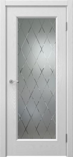 Межкомнатная дверь Actus 1.1P шпон ясень серый, матовое стекло с гравировкой