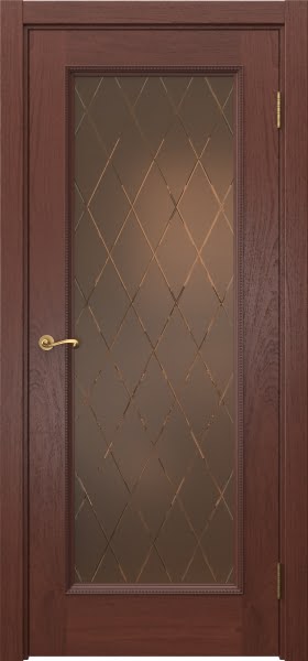 Межкомнатная дверь Actus 1.1PT шпон красное дерево, матовое бронзовое стекло с гравировкой