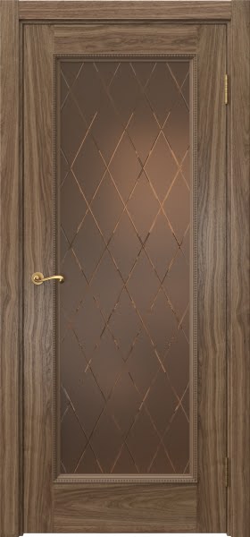 Межкомнатная дверь Actus 1.1PT шпон американский орех, матовое бронзовое стекло с гравировкой