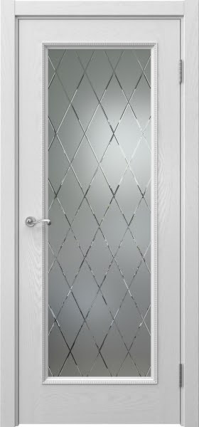 Межкомнатная дверь Actus 1.1PT шпон ясень серый, матовое стекло с гравировкой