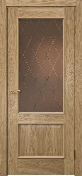 Межкомнатная дверь Actus 1.2L натуральный шпон дуба, матовое бронзовое стекло с гравировкой