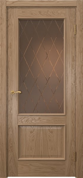Межкомнатная дверь Actus 1.2L шпон дуб светлый, матовое бронзовое стекло с гравировкой