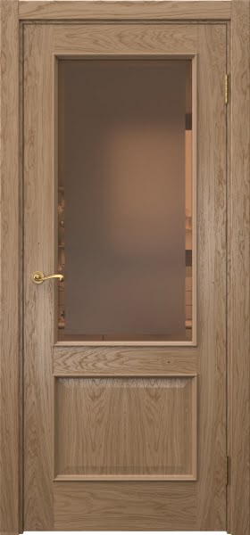 Межкомнатная дверь Actus 1.2L шпон дуб светлый, матовое бронзовое стекло с фацетом