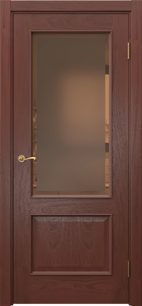 Межкомнатная дверь Actus 1.2L шпон красное дерево, матовое бронзовое стекло с фацетом