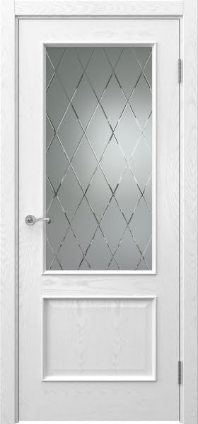 Межкомнатная дверь Actus 1.2L шпон ясень белый, матовое стекло с гравировкой