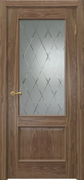 Межкомнатная дверь Actus 1.2L шпон американский орех, матовое стекло с гравировкой
