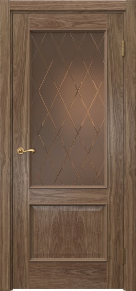 Межкомнатная дверь Actus 1.2L шпон американский орех, матовое бронзовое стекло с гравировкой