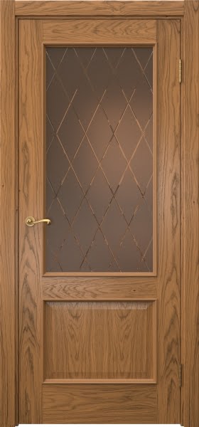 Межкомнатная дверь Actus 1.2L шпон дуб шервуд, матовое бронзовое стекло с гравировкой