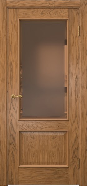 Межкомнатная дверь Actus 1.2L шпон дуб шервуд, матовое бронзовое стекло с фацетом