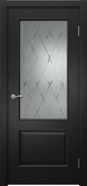 Межкомнатная дверь Actus 1.2L шпон ясень черный, матовое стекло с гравировкой