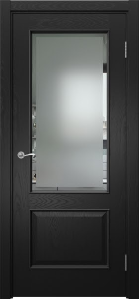 Межкомнатная дверь Actus 1.2L шпон ясень черный, матовое стекло с фацетом