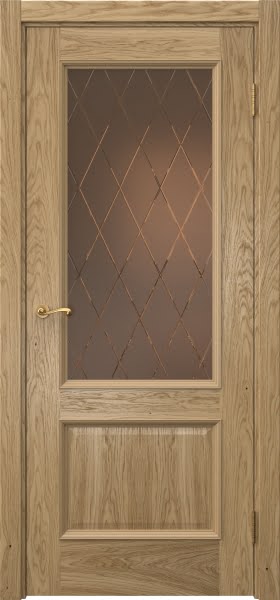 Межкомнатная дверь Actus 1.2P натуральный шпон дуба, матовое бронзовое стекло с гравировкой
