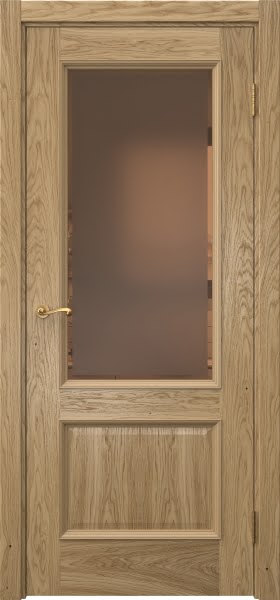 Межкомнатная дверь Actus 1.2P натуральный шпон дуба, матовое бронзовое стекло с фацетом