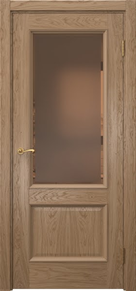 Межкомнатная дверь Actus 1.2P шпон дуб светлый, матовое бронзовое стекло с фацетом