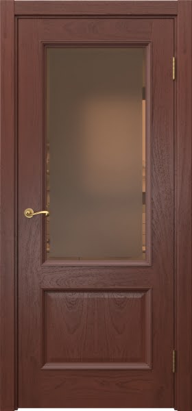 Межкомнатная дверь Actus 1.2P шпон красное дерево, матовое бронзовое стекло с фацетом