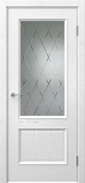 Межкомнатная дверь Actus 1.2P шпон ясень белый, матовое стекло с гравировкой