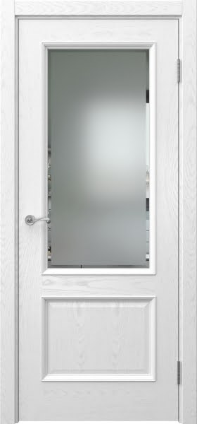 Межкомнатная дверь Actus 1.2P шпон ясень белый, матовое стекло с фацетом