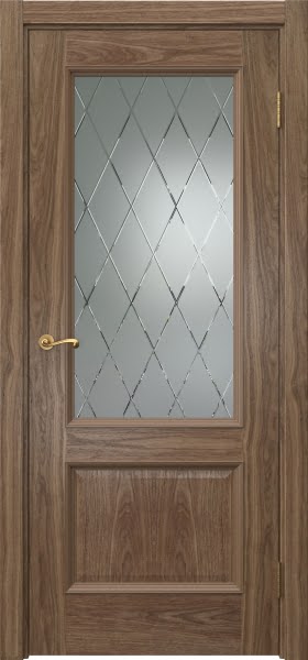 Межкомнатная дверь Actus 1.2P шпон американский орех, матовое стекло с гравировкой