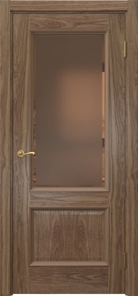 Межкомнатная дверь Actus 1.2P шпон американский орех, матовое бронзовое стекло с фацетом
