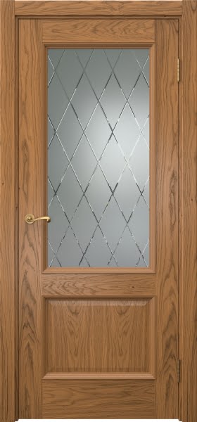 Межкомнатная дверь Actus 1.2P шпон дуб шервуд, матовое стекло с гравировкой