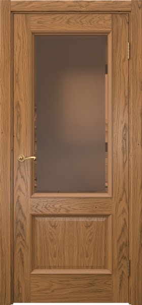 Межкомнатная дверь Actus 1.2P шпон дуб шервуд, матовое бронзовое стекло с фацетом