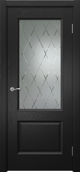 Межкомнатная дверь Actus 1.2P шпон ясень черный, матовое стекло с гравировкой