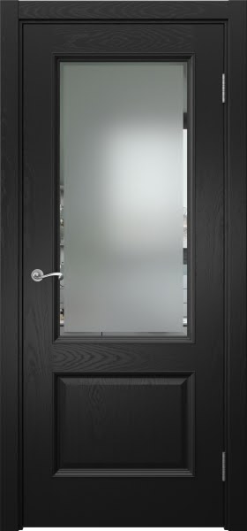 Межкомнатная дверь Actus 1.2P шпон ясень черный, матовое стекло с фацетом