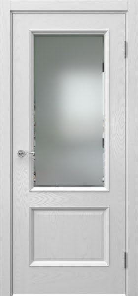 Межкомнатная дверь Actus 1.2P шпон ясень серый, матовое стекло с фацетом