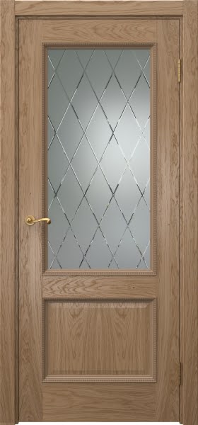 Межкомнатная дверь Actus 1.2PT шпон дуб светлый, матовое стекло с гравировкой