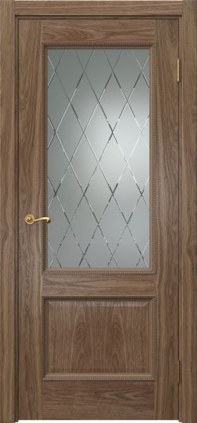 Межкомнатная дверь Actus 1.2PT шпон американский орех, матовое стекло с гравировкой