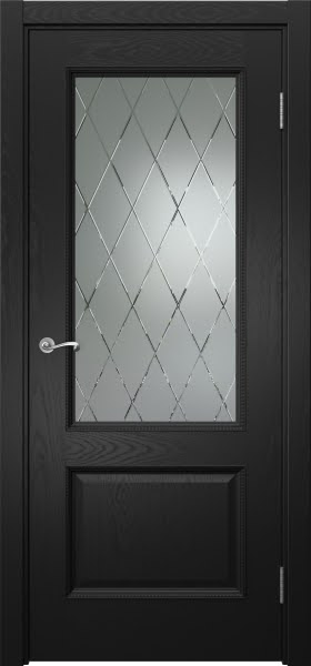 Межкомнатная дверь Actus 1.2PT шпон ясень черный, матовое стекло с гравировкой