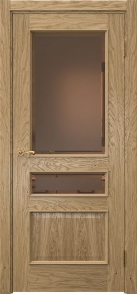 Межкомнатная дверь Actus 1.3L натуральный шпон дуба, матовое бронзовое стекло с фацетом