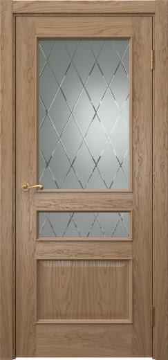 Межкомнатная дверь Actus 1.3L шпон дуб светлый, матовое стекло с гравировкой